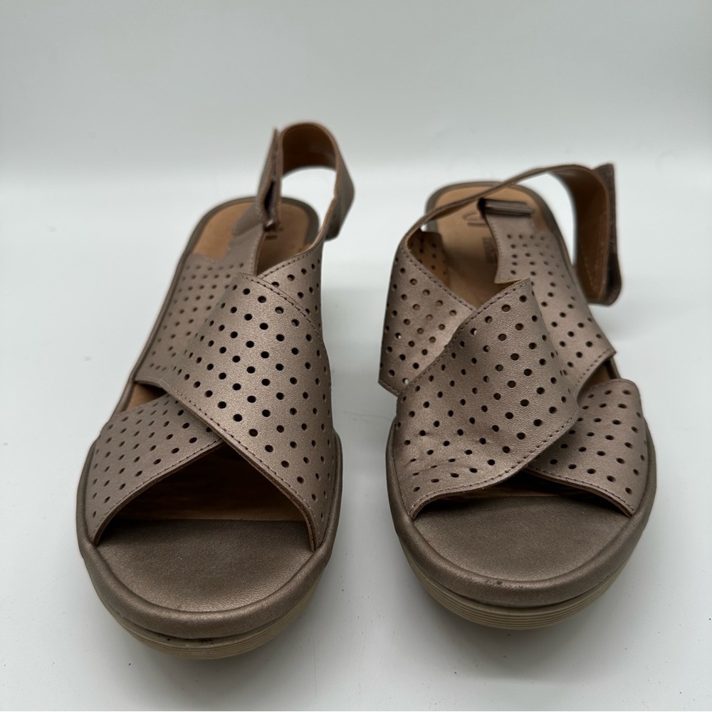 Clarks Bronze Perforated Sandals 10